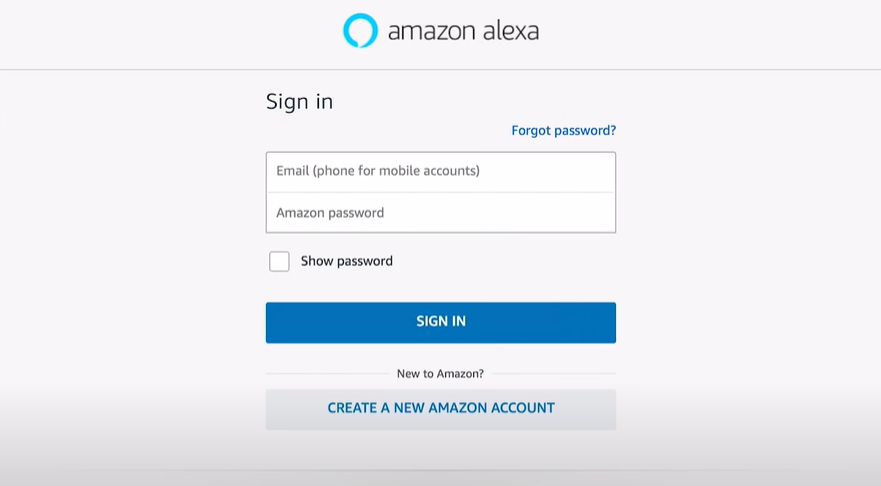 sign in into amazon alexa app